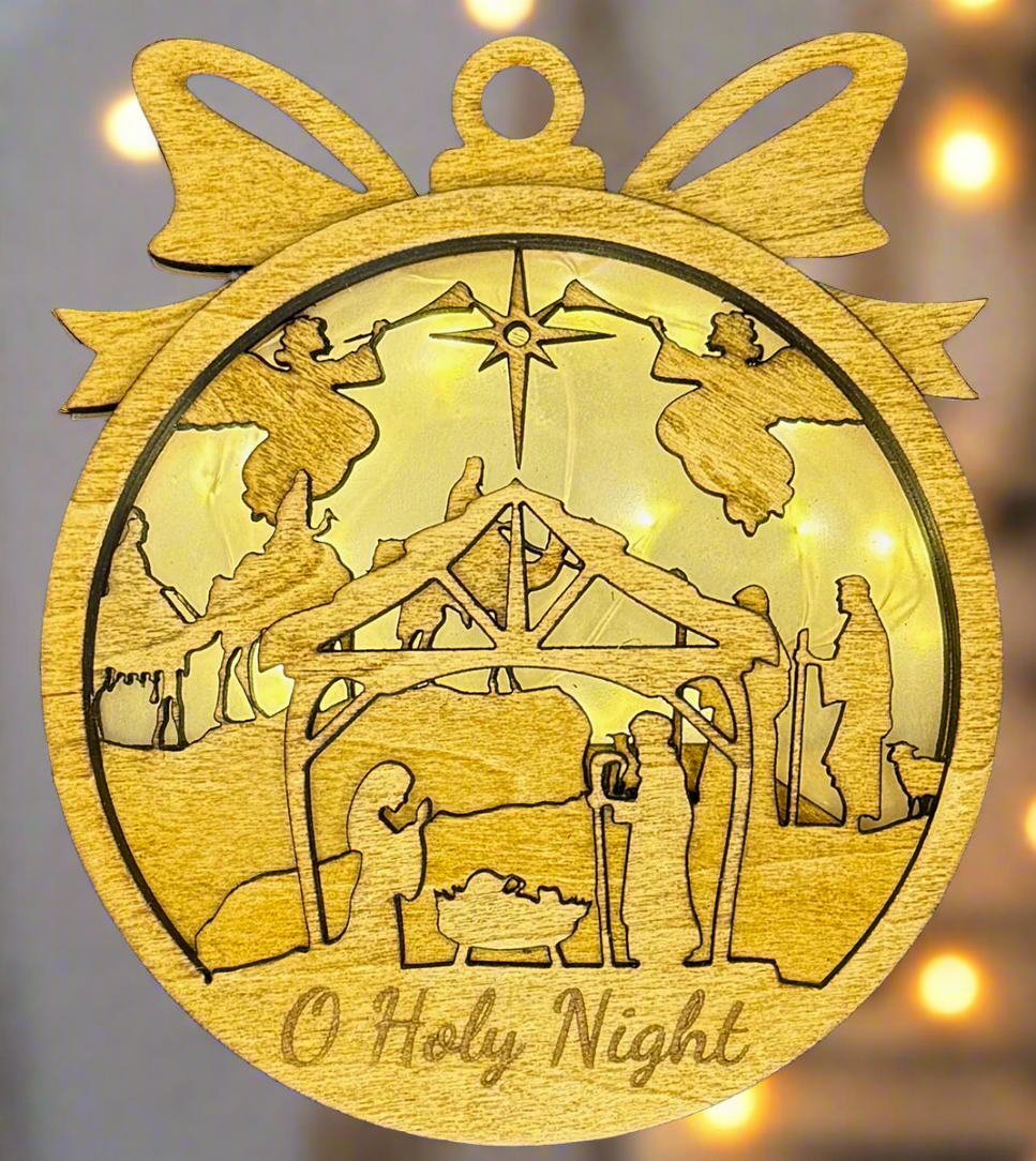Lighted Nativity Scene Ornament - O Holy Night